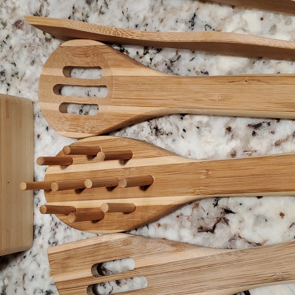 Solid bamboo set. Holder with 6 cooking utensils - Picture 5 of 9
